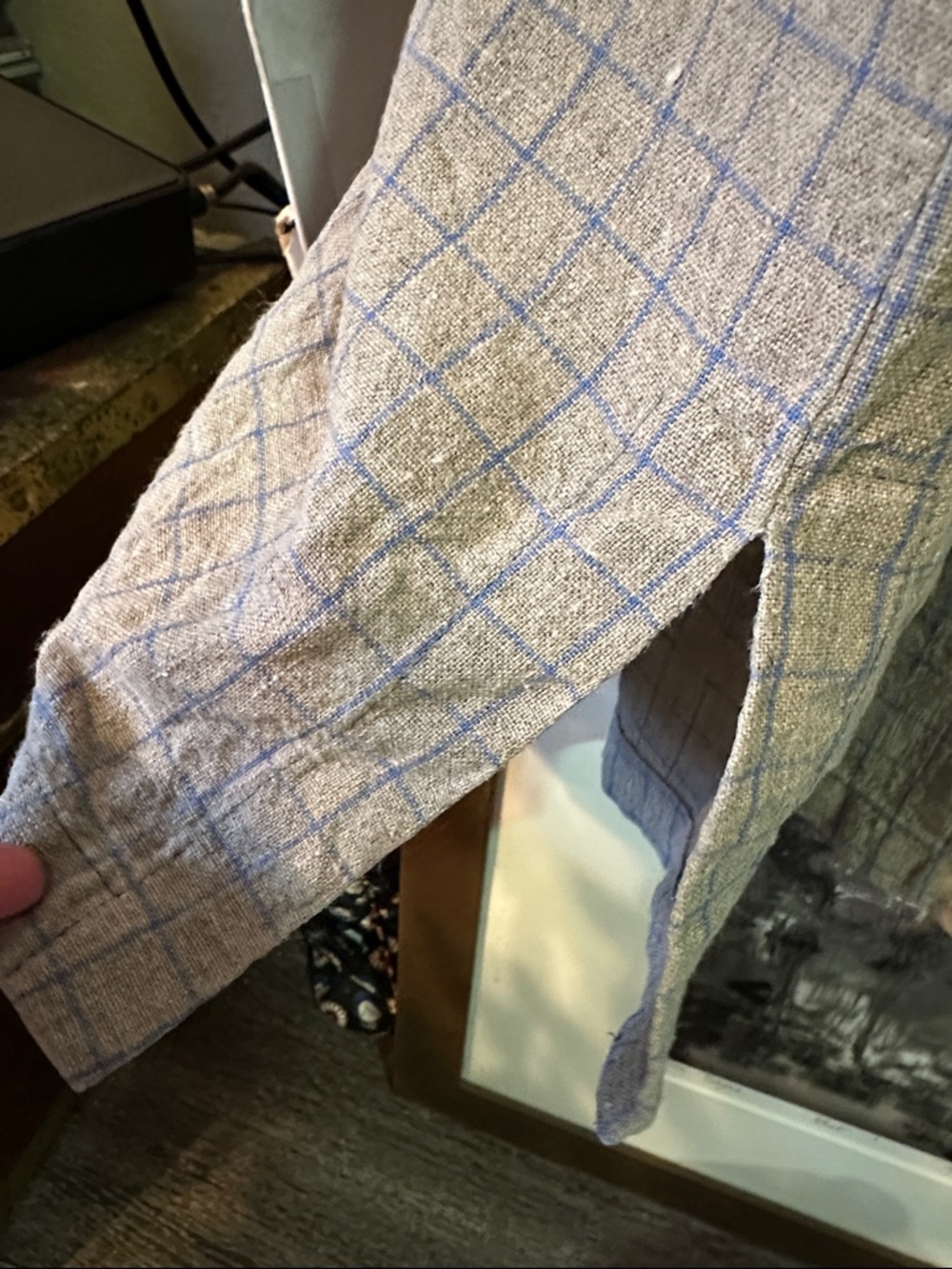 Light Blue Checked Spaghetti-Strap Dress - Picture 5 of 7